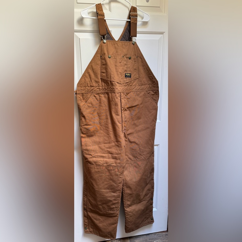 OSHKOSH Bib Overalls Brown Relaxed Fit Adult Men’s size 46x30
